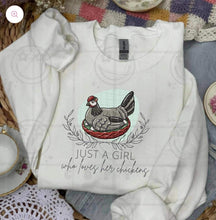 Load image into Gallery viewer, Just a girl Who Loves Her Chickens Adult Shirt
