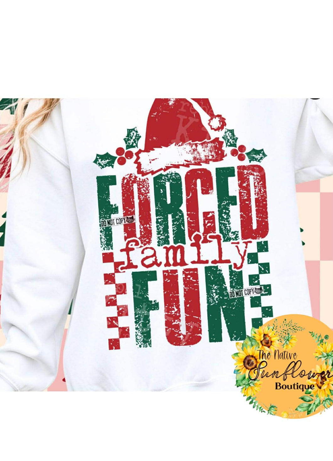 Forced Family Fun RED & GREEN FONT Adult Shirt