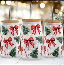Load image into Gallery viewer, Glass Red Bows and Trees Cup
