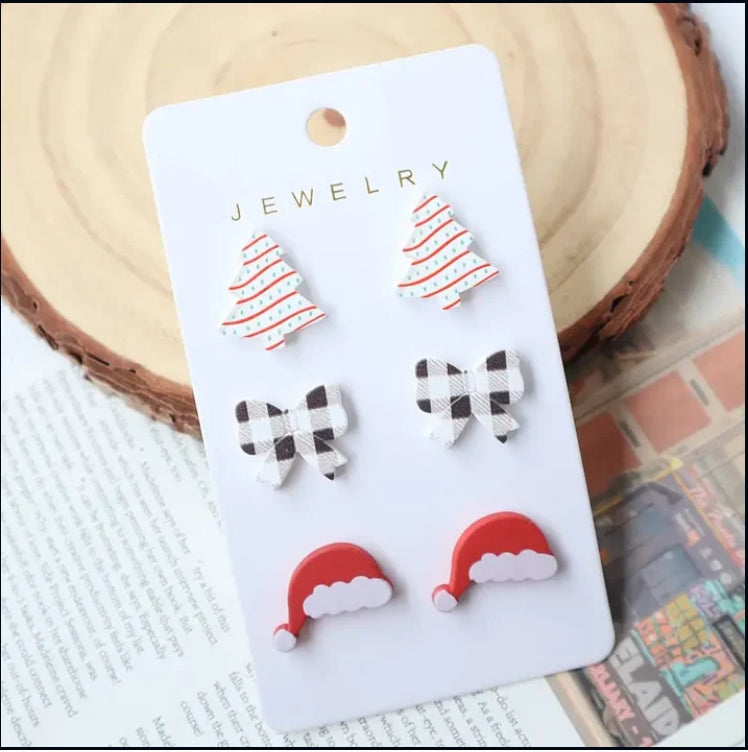 Bows & Trees 3 Piece Earrings Set