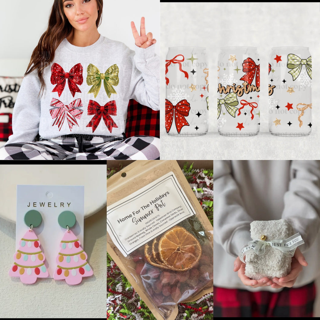 Glitter Bows Bundle Set Crewneck Shirt, Cup, Simmer pot & More