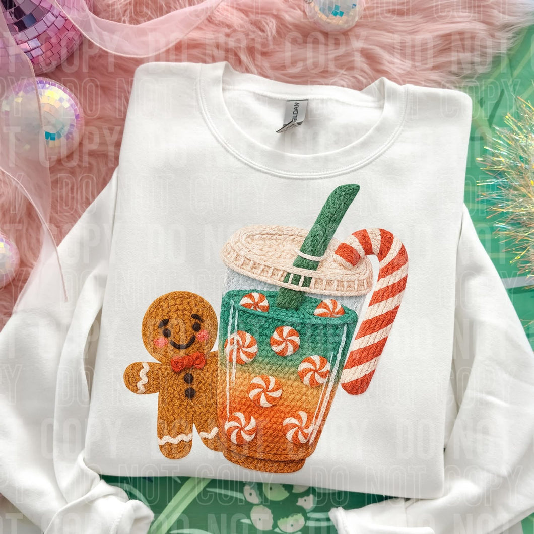 Gingerbread with Iced Coffee Faux Yarn Shirt Adult