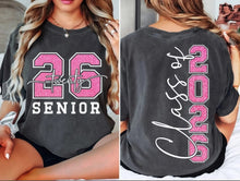 Load image into Gallery viewer, Class of 2026 Senior Pink Faux Glitter Adult Shirt
