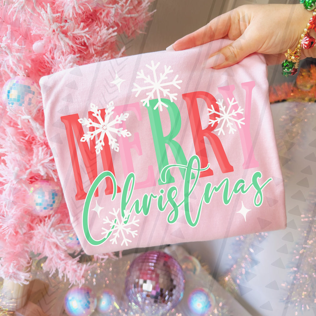 Merry Christmas Snowflake Adult Shirt