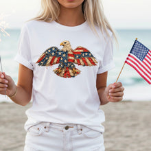 Load image into Gallery viewer, Faux Embroidery American Flag Eagle  Adult Shirt
