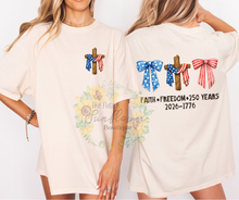 Load image into Gallery viewer, FAITH FREEDOM 250 YEARS FRONT/BACK Adult Shirt
