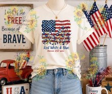 Load image into Gallery viewer, RED WHITE BLUE FLAG FLORAL Adult Shirt
