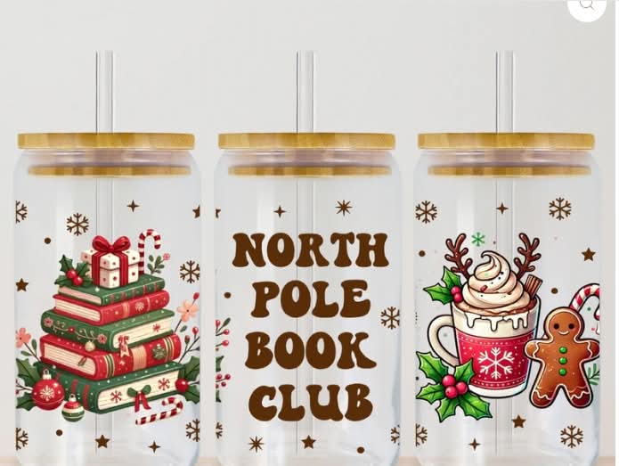 North Pole Book Club Glass Cup