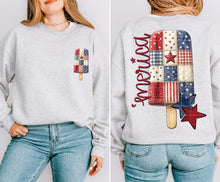 Load image into Gallery viewer, Faux Embroidery Patriotic Popsicle Adult Shirt

