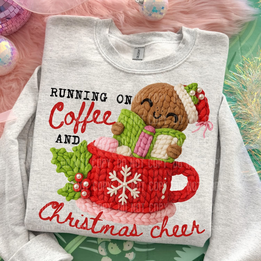 Coffee and Christmas Cheer Faux Yarn Shirt Adult