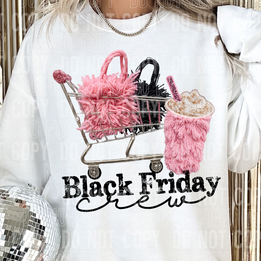 Black Friday Shopping Crew Faux Yarn Shirt Adult