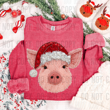 Load image into Gallery viewer, Christmas Pig Faux Yarn/Faux Pearl Shirt Adult
