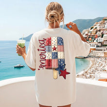 Load image into Gallery viewer, Faux Embroidery Patriotic Popsicle Adult Shirt
