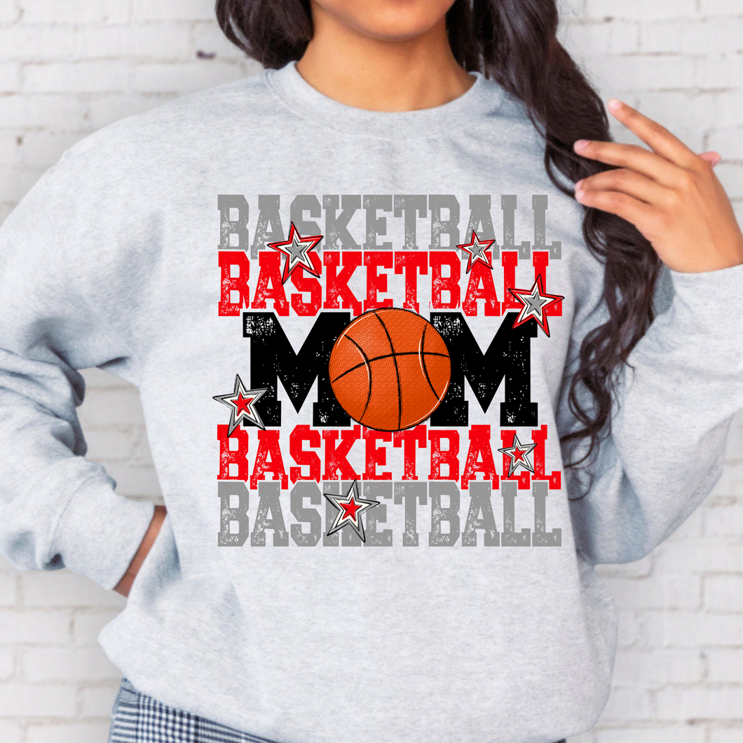 Grey and Red Basketball Mom Adult Shirt