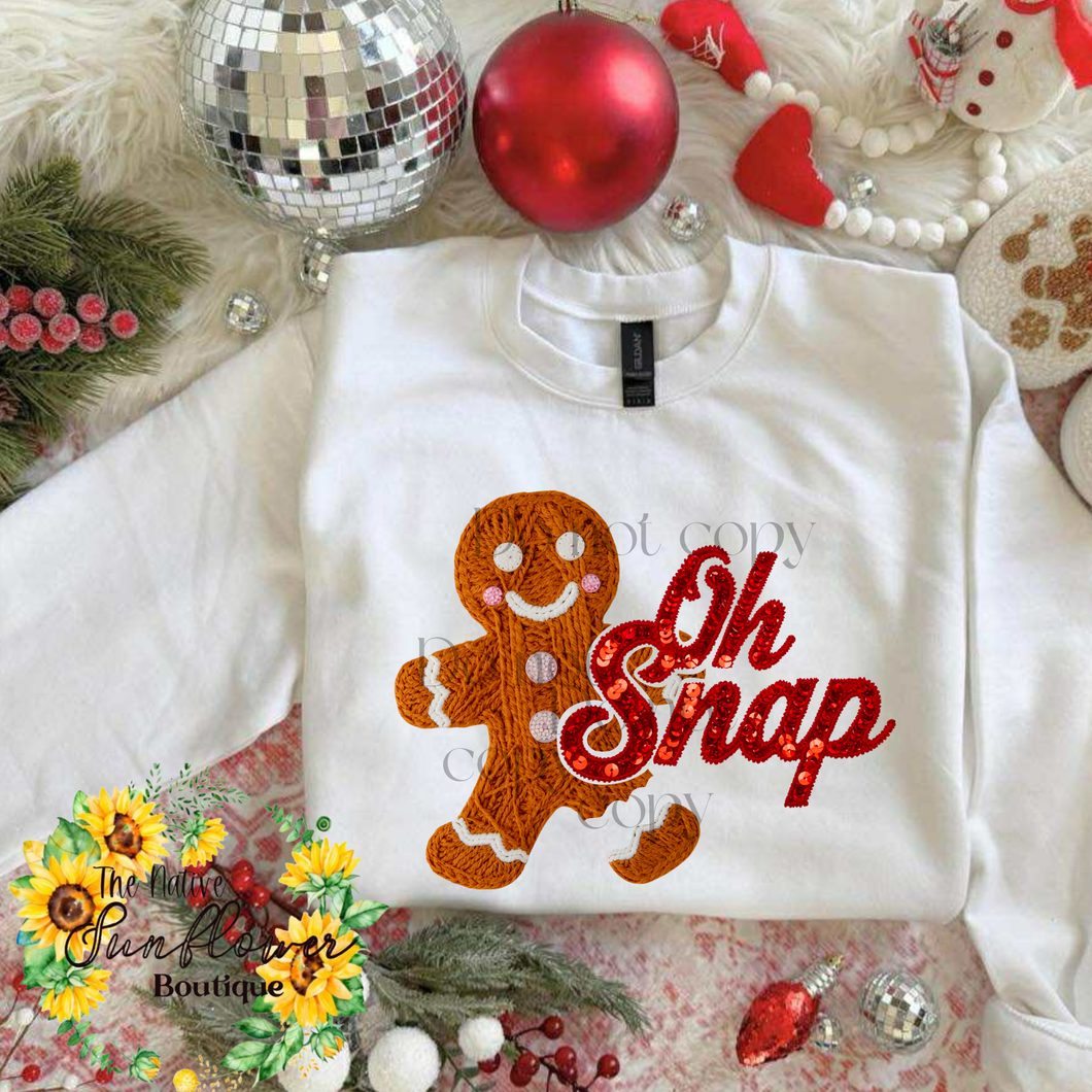 Oh Snap Gingerbread Faux Sequins Youth Shirt