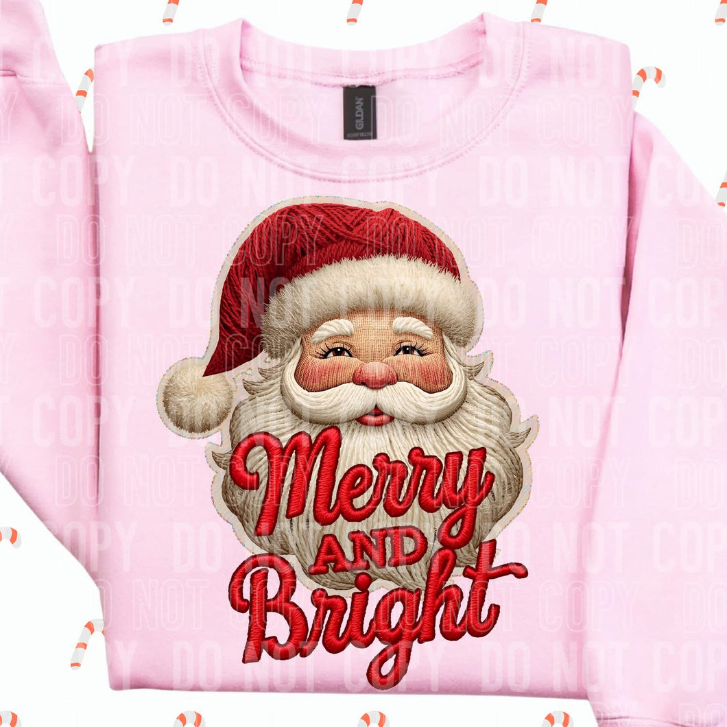 Merry and Bright Faux Embroider Shirt Adult