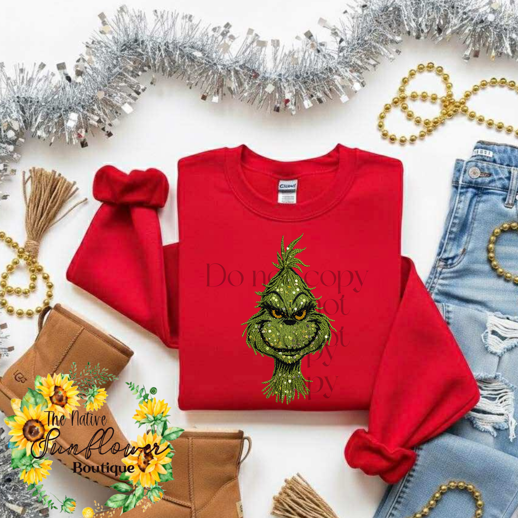 Green Guy Faux Sequins Shirt Adult