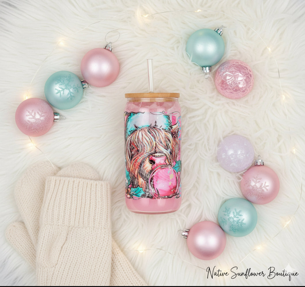 Highland Bubble Gum Glass Cup