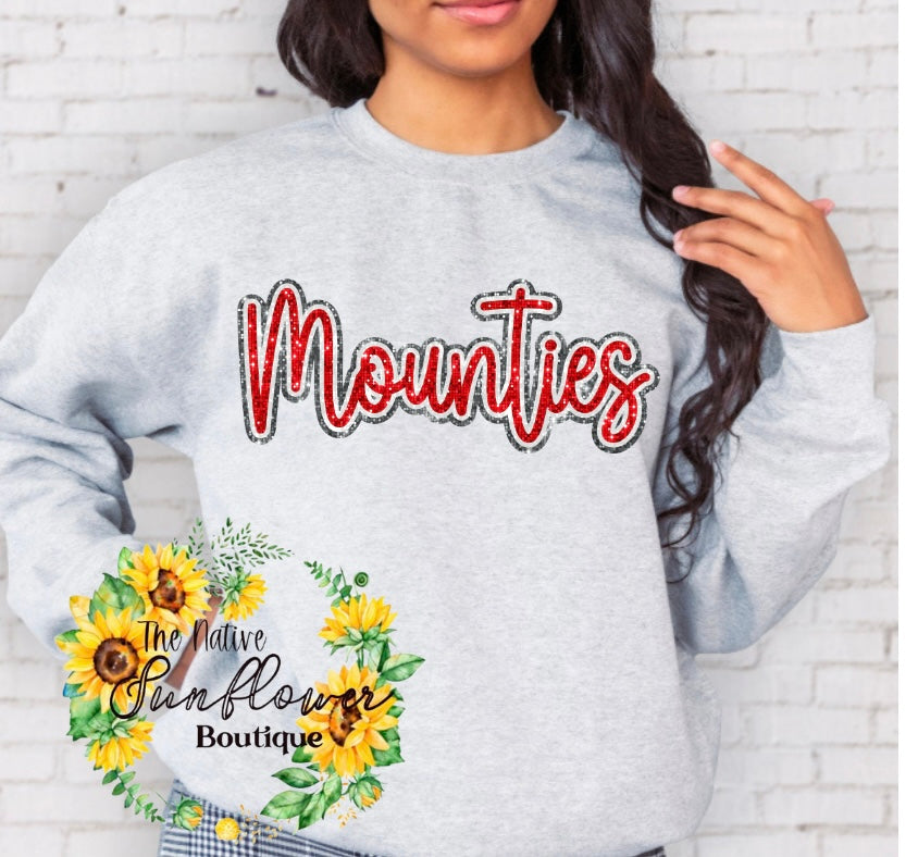 MOUNTIES Faux Sequins ADULT Crewneck *ON HAND*