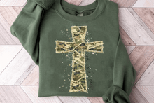 Load image into Gallery viewer, Camo Cross Faux Embroidery Adult  Shirt
