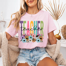 Load image into Gallery viewer, Floral Teacher Adult Shirt
