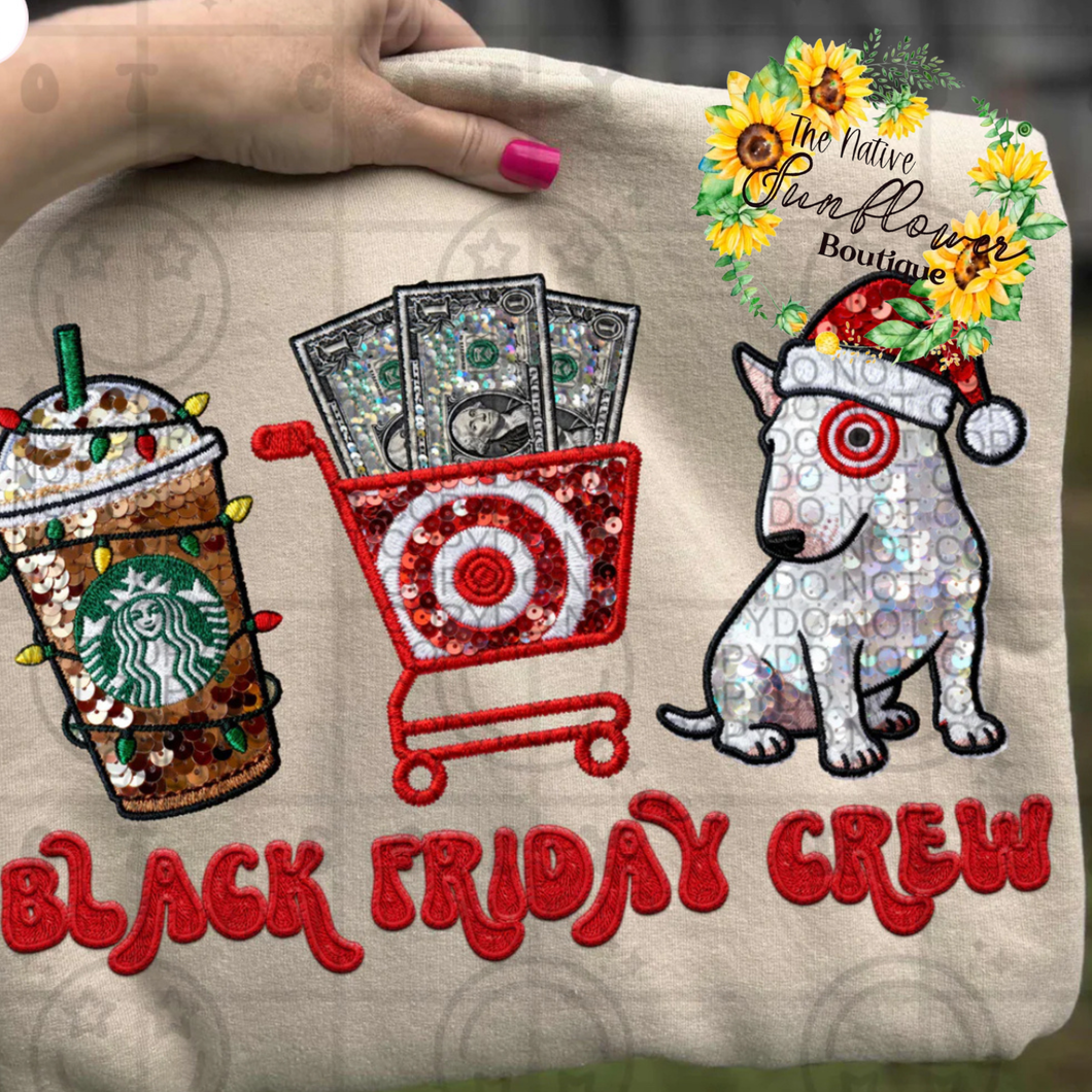 Black Friday Crew Targ Faux Sequins Shirt Adult