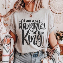 Load image into Gallery viewer, I Am A Daughter Of The King Black Text Adult Shirt
