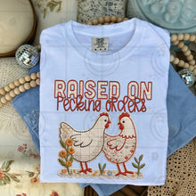 Load image into Gallery viewer, Raised on Pecking Orders Faux Embroider Adult Shirt
