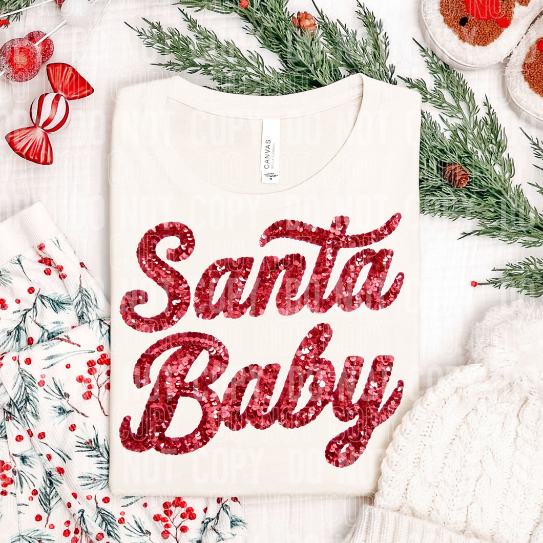 Santa Baby Faux Sequins Shirt Adult