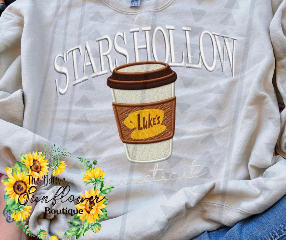Stars Hallow Faux Embroidery Shirt/Crew