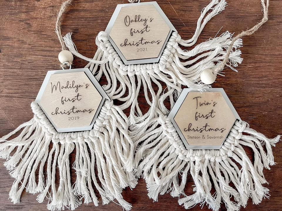 Boho Baby's First Christmas Ornament