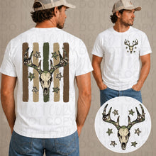 Load image into Gallery viewer, Camo Deer Skull Stripes Adult Shirt
