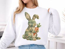Load image into Gallery viewer, Camo Bunny w/ carrot Faux Embroidery Adult  Shirt
