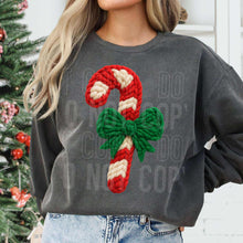 Load image into Gallery viewer, Candy Cane Faux Yarn Adult Shirt
