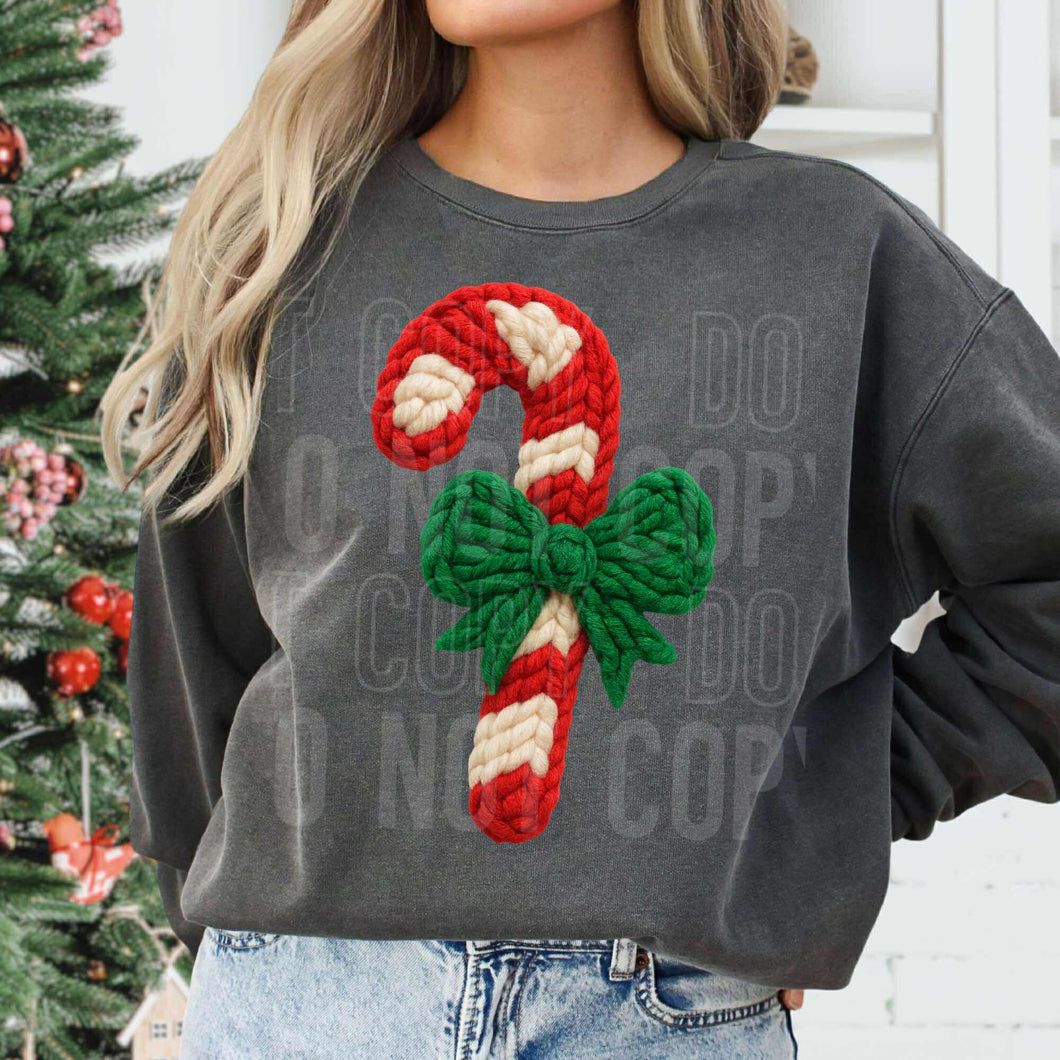 Candy Cane Faux Yarn Adult Shirt