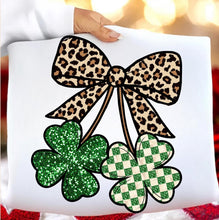 Load image into Gallery viewer, Cheetah Bow With Clovers Youth Shirt
