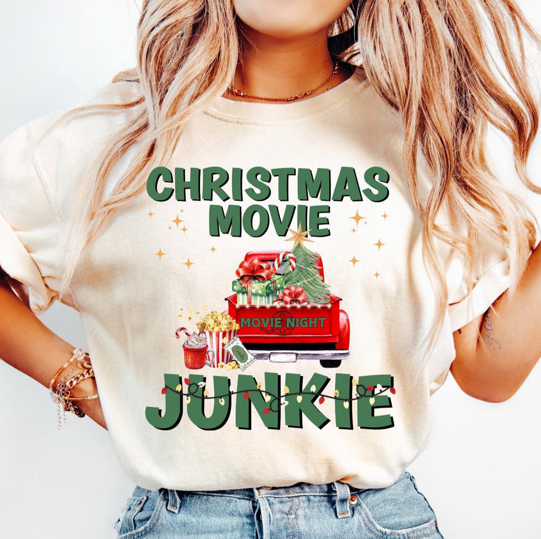 Christmas Movie Junkie Adult Shirt
