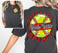 Load image into Gallery viewer, CUSTOM TEAM Softball Front Pocket/Back Design Adult Shirt
