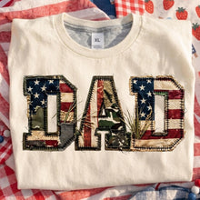 Load image into Gallery viewer, DAD faux embroidery patriotic/camo Adult Shirt
