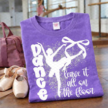 Load image into Gallery viewer, Dance Leave It All On The Floor White/ Silver Glitter Youth Shirt
