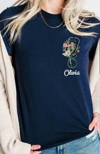 Load image into Gallery viewer, Floral Name Stethoscope W/ Bow Adult Shirt
