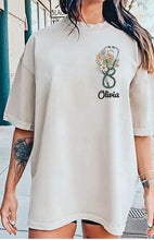 Load image into Gallery viewer, Floral Name Stethoscope W/ Bow Adult Shirt
