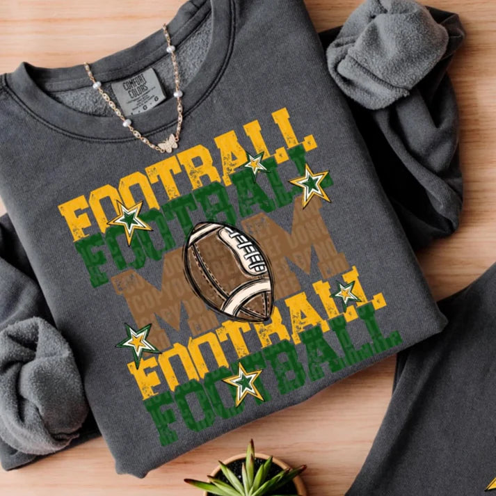 FOOTBALL MOM GOLD AND GREEN ADULT