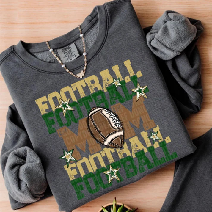 FOOTBALL MOM LIGHT GOLD AND GREEN ADULT
