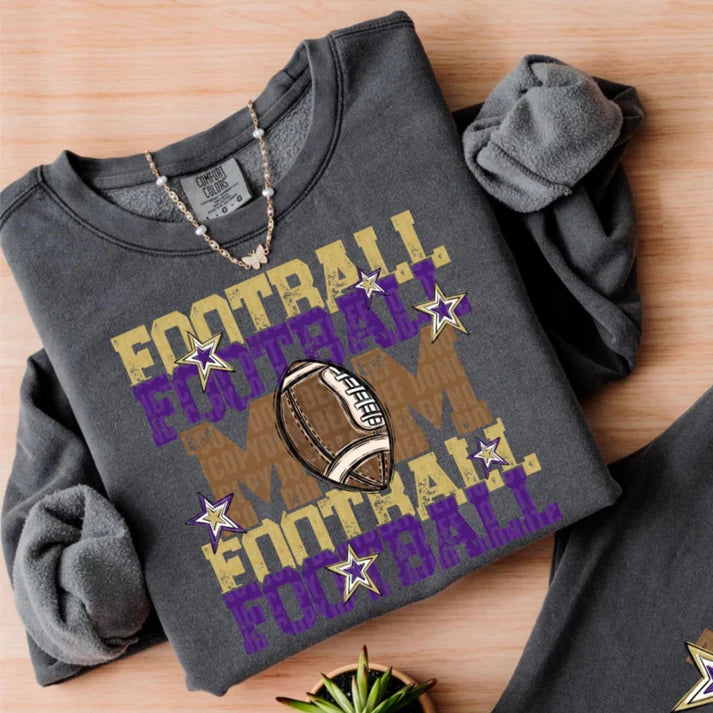 FOOTBALL MOM LIGHT GOLD AND PURPLE ADULT