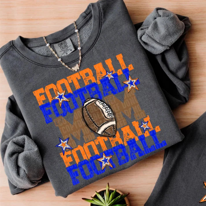 FOOTBALL MOM ORANGE AND ROYAL BLUE