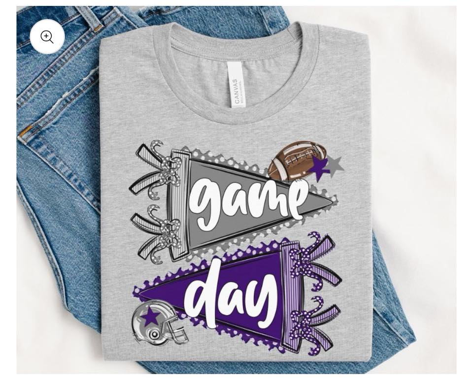 PURPLE GREY AND WHITE FOOTBALL GAME DAY- ADULT