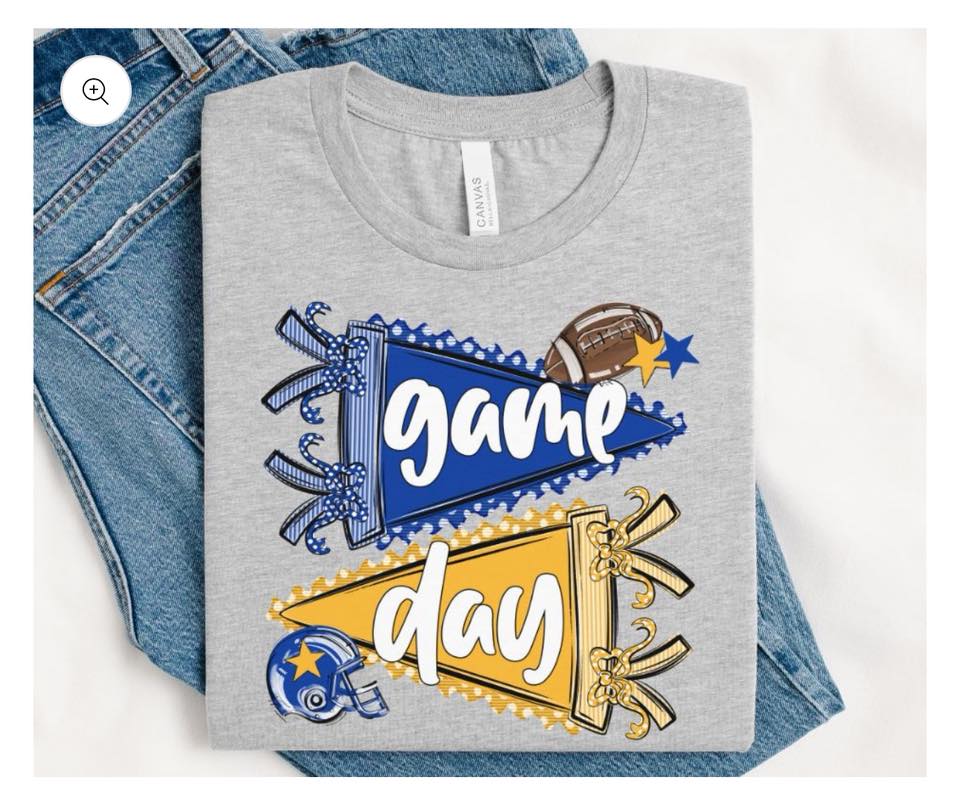 ROYAL BLUE AND YELLOW FOOTBALL GAME DAY- ADULT