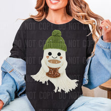 Load image into Gallery viewer, Ghost with Green Hat Faux Yarn Shirt Adult
