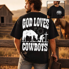 Load image into Gallery viewer, God Loves Cowboys WHITE Text Adult Shirt
